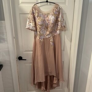 Elegant AO YAN Pink Embroidered Floral  Leaf  Formal‎ Mother of the Bride Sz 16